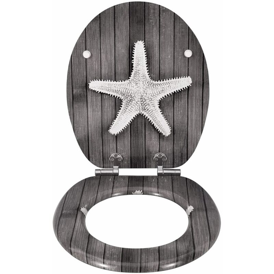 Wooden Soft Close toilet seats with Adjustable Hinge Toilet Lid Seat Cover Letters vip - Woltu