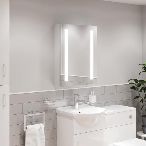 Artis Valo LED Aluminium Mirror Cabinet with Demister Pad and Shaver Socket 650x500mm - Mains Power