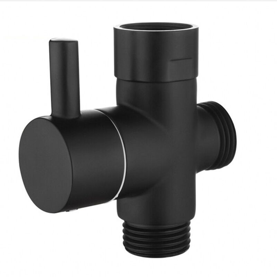 Perlerare - 3 Way Diverter Brass Shut Off Valve 3/8"-12/17 Adapter for Toilet Water Line,Black