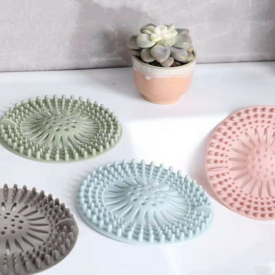 4 Pieces Shower Drain Covers, Silicone Shower Hair Catcher Filter Tube Drain Hair Catcher Stopper with Suction Cup for Kitchen Bathroom