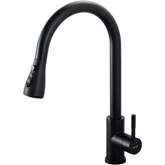 Kitchen Faucet 360° Rotating Kitchen Mixer with Pull-Out Spray 3 Spray Modes Sink Mixer Tap Stainless Steel Black