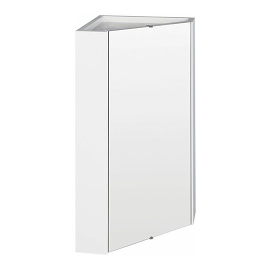 Milano Lurus - Modern White Wall Mounted Bathroom Mirrored Corner Cabinet - 650mm x 459mm